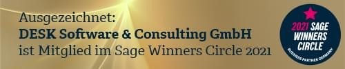 Die Desk Software & Consulting Gmbh ist Mitglied im Sage winners circle 2021.