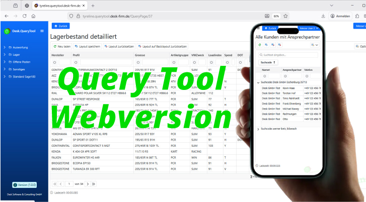Webbasierten Version des Query Tool DX